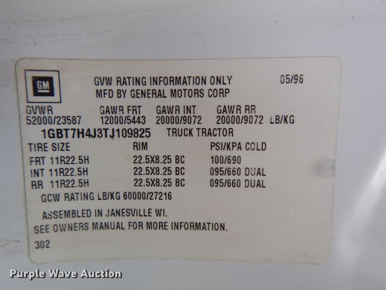 image for item DH6528 1996 Chevrolet Kodiak  flatbed truck