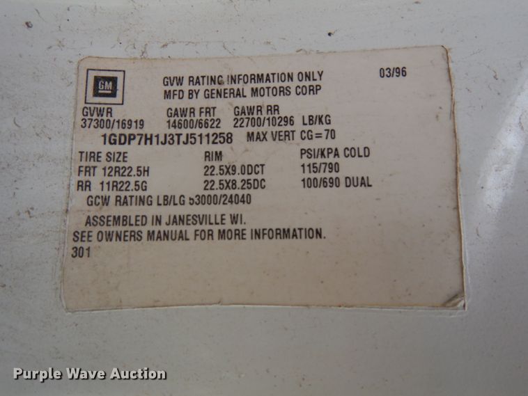 image for item DH6529 1996 GMC TopKick  flatbed truck