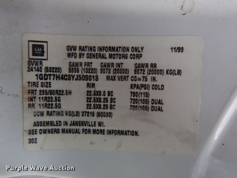 image for item DH6530 2000 GMC C8500  flat dump bed truck