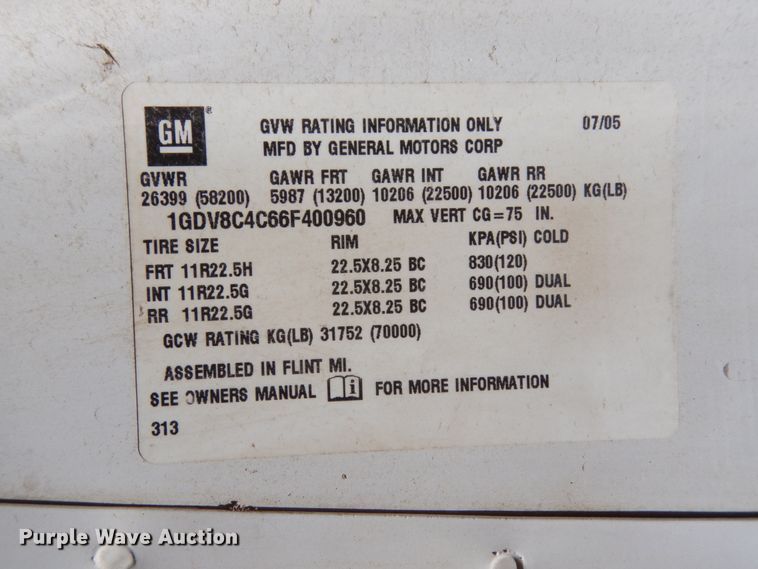 image for item DH6531 2006 GMC C8500  flatbed truck