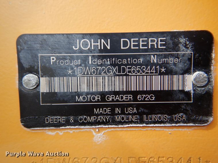 image for item DI0269 2013 John Deere 672G  motor grader