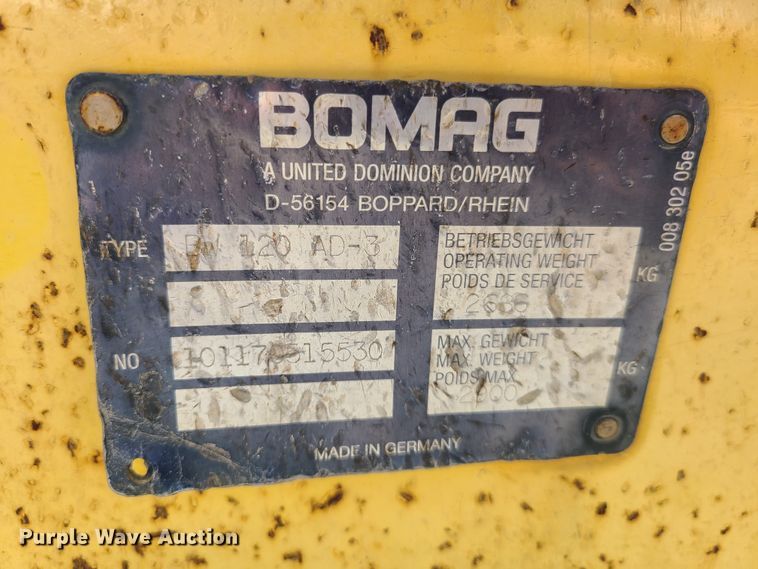 image for item EL9892 Bomag BW120AD-3  vibratory double drum roller