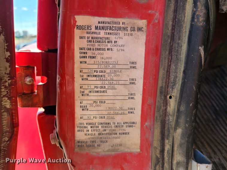 image for item EL9895 1995 Ford L8000  dump truck