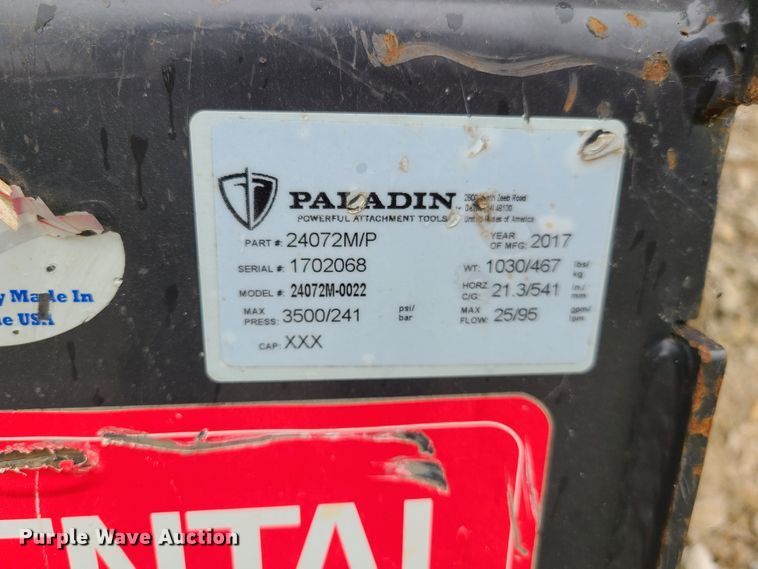 image for item EL9917 2017 Paladin skid steer broom