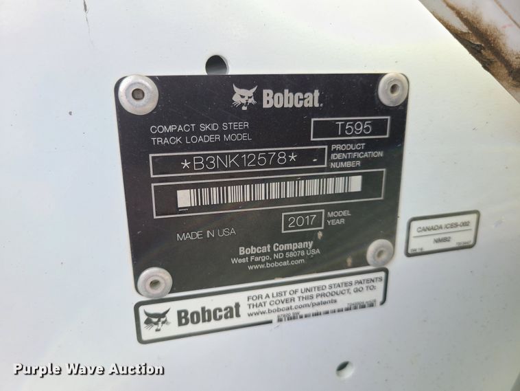 image for item EL9924 2017 Bobcat T595  tracked skid steer loader