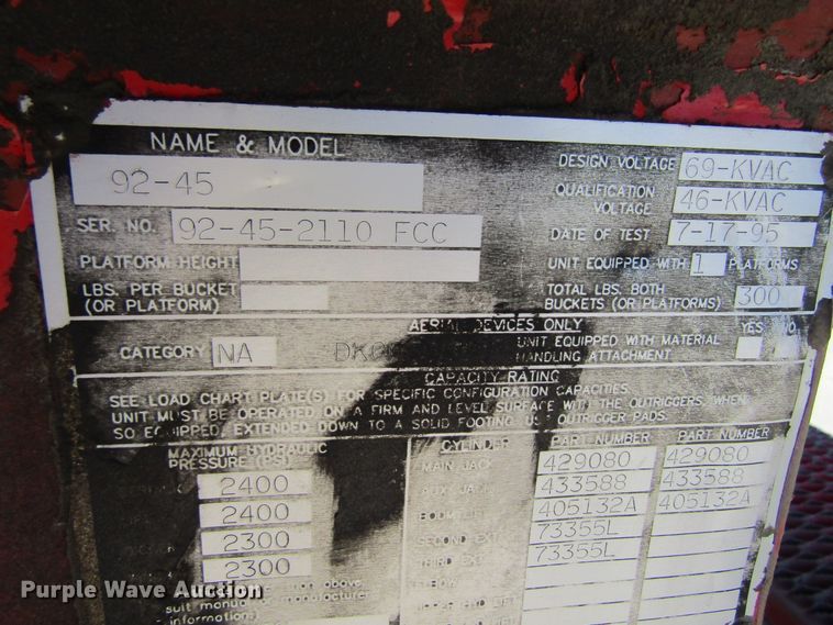 image for item FD9484 1996 Freightliner FL70  digger derrick truck