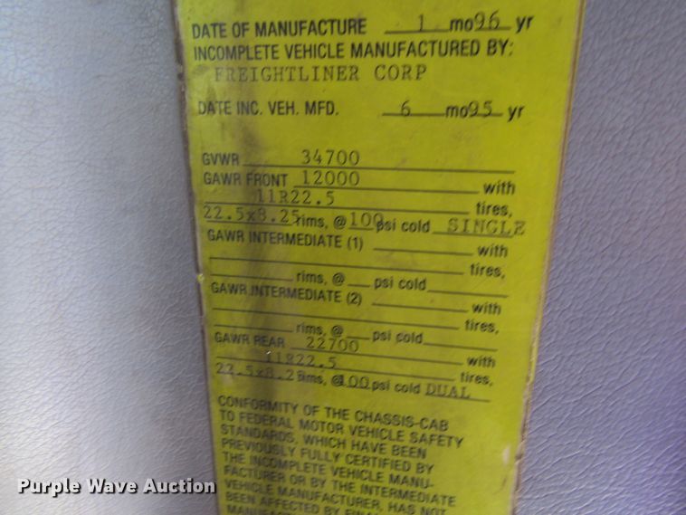 image for item FD9484 1996 Freightliner FL70  digger derrick truck