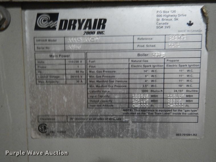 image for item FK9408 DryAir 2000-1200-SE heat cure system