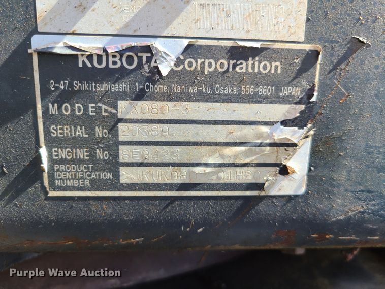 image for item GO9304 2008 Kubota KX080-3  mini excavator