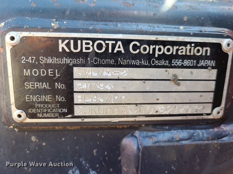 image for item GO9305 2014 Kubota SVL75-2  tracked skid steer loader