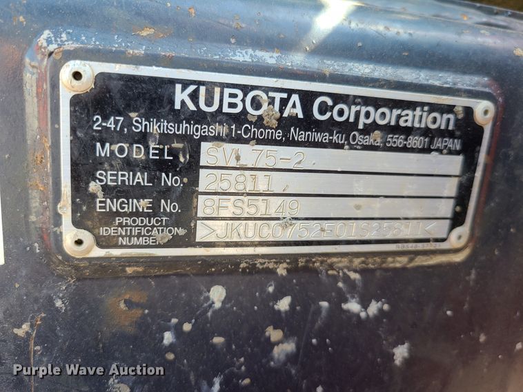 image for item GO9306 2016 Kubota SVL75-2  tracked skid steer loader
