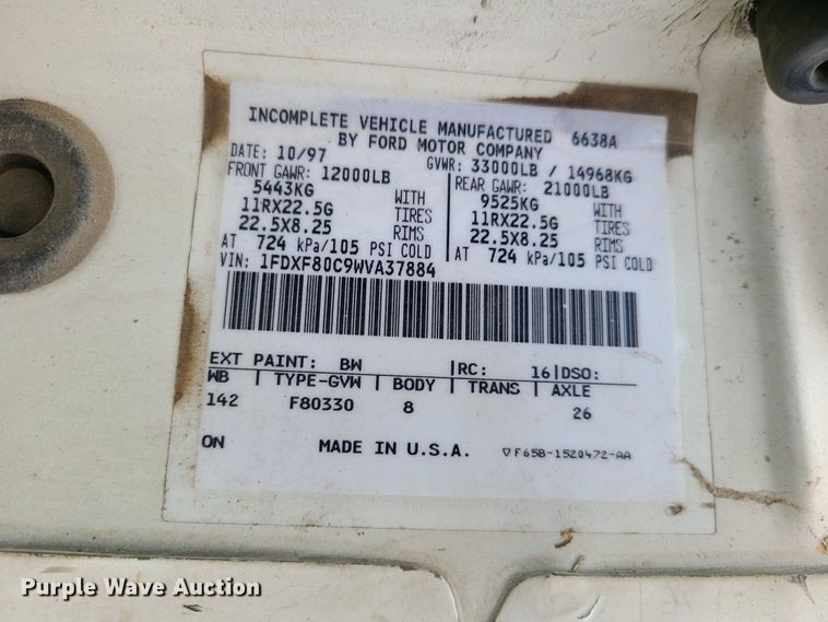 image for item GT9030 1998 Ford F800  dump truck