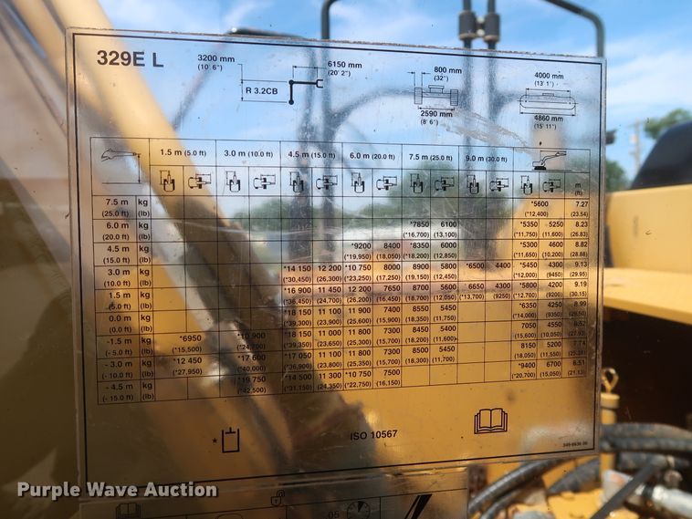 image for item DG7235 2012 Caterpillar 329E L  excavator