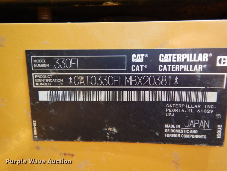 image for item DH0951 2018 Caterpillar 330FL  excavator