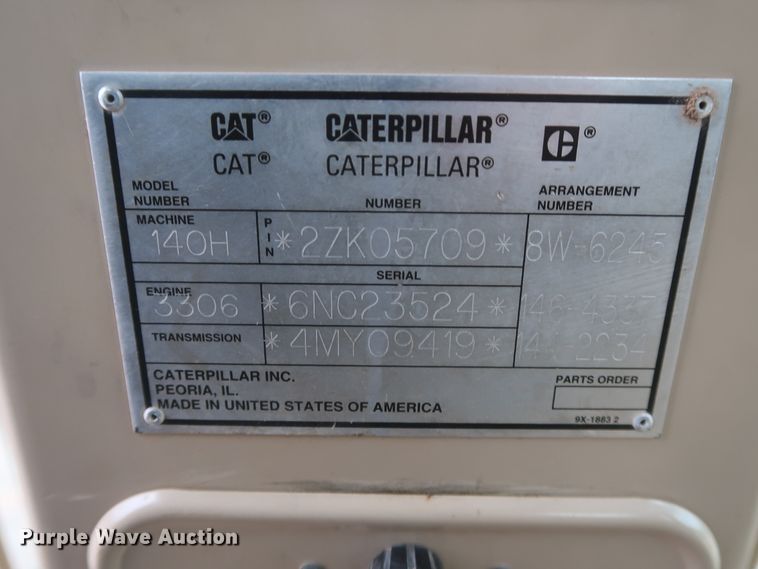 image for item DH0965 2001 Caterpillar 140H VHP  motor grader