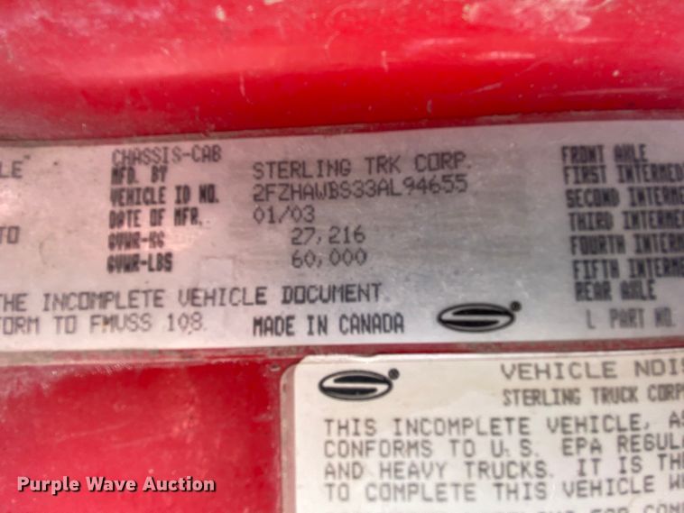 image for item HA9501 2003 Sterling L-Line  ready mix truck