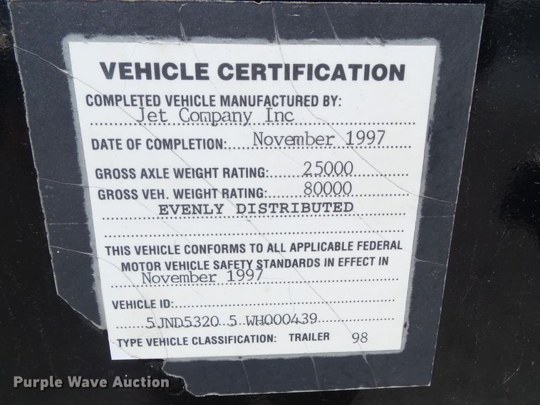 image for item DF0853 1998 Jet drop deck equipment trailer