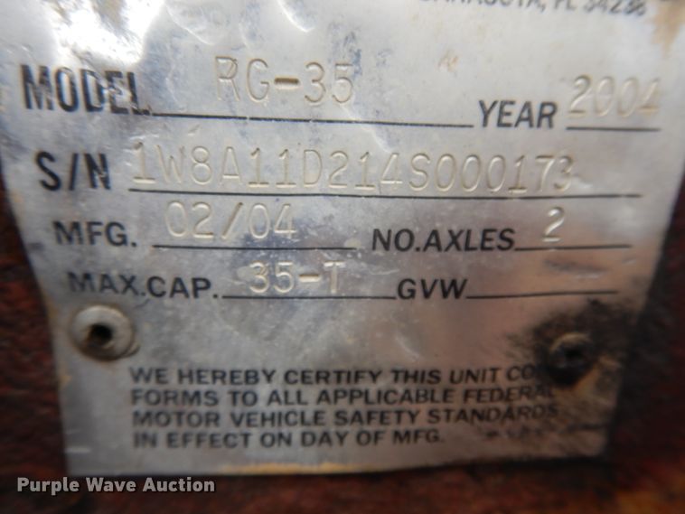 image for item DF5167 2004 Witzco Challenger RG35 lowboy equipment trailer