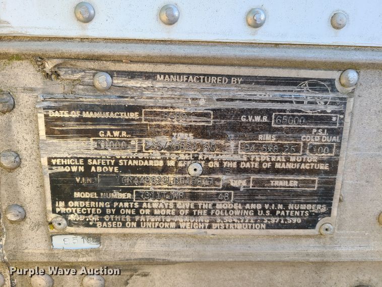 image for item EL9907 1990 Great Dane dry van trailer