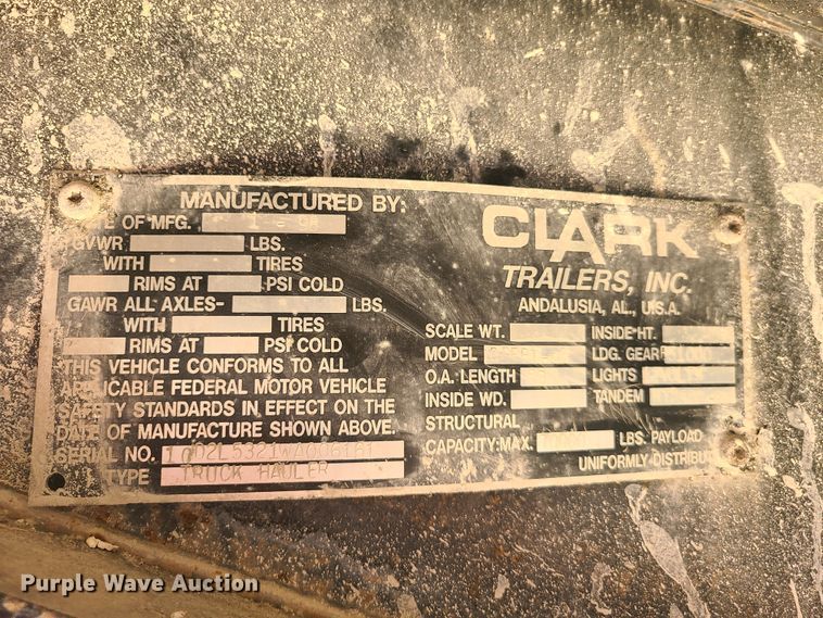 image for item EL9910 1998 Clark equipment trailer