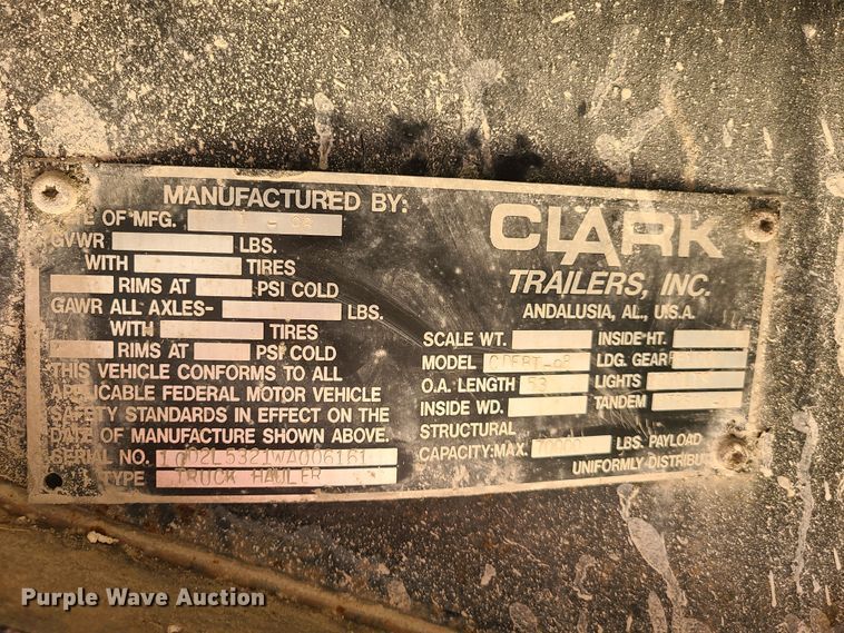image for item EL9910 1998 Clark equipment trailer