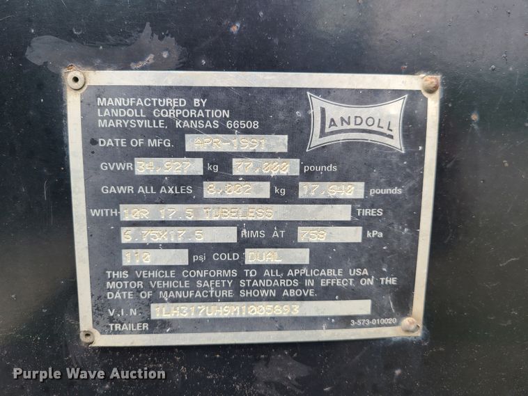 image for item EL9928 1991 Landall Haulall drop deck equipment trailer