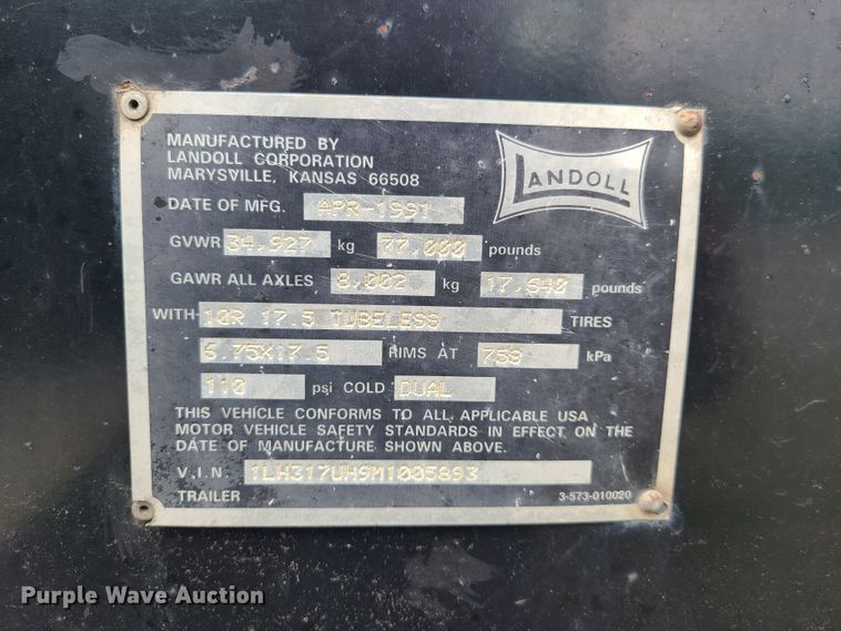 image for item EL9928 1991 Landall Haulall drop deck equipment trailer