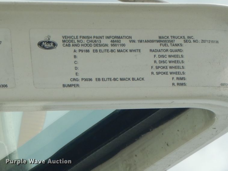 image for item FN9306 2008 Mack CHU  semi truck