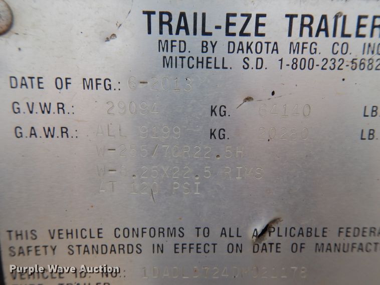 image for item GW9164 2013 Trail Eze TE50DGWS lowboy equipment trailer