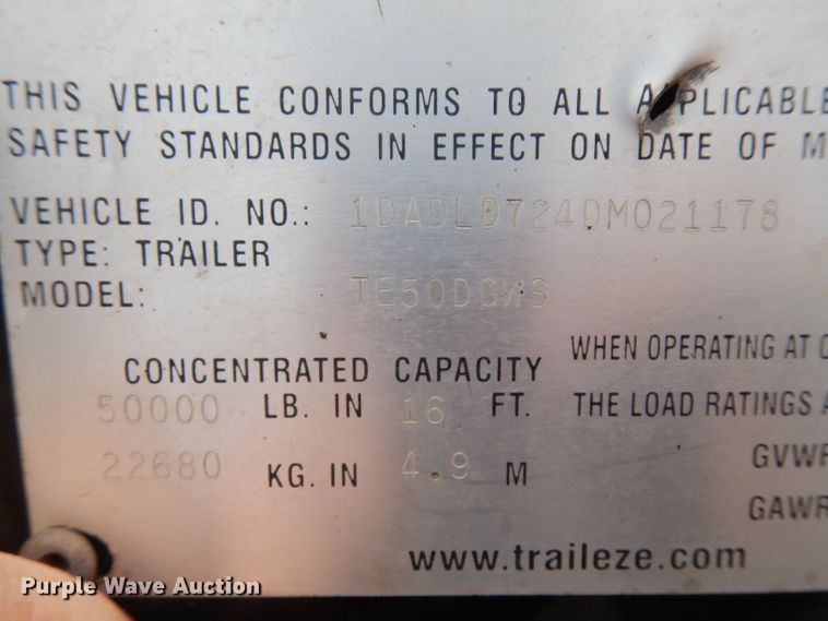 image for item GW9164 2013 Trail Eze TE50DGWS lowboy equipment trailer