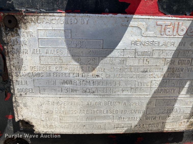 image for item HG9161 1991 Talbert T3DW-50SA-HRG-1-T1 lowboy equipment trailer