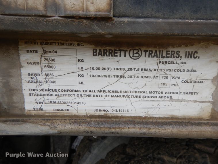 image for item HM9732 2005 Barrett livestock trailer