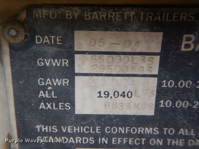image for item HM9733 2005 Barrett livestock trailer