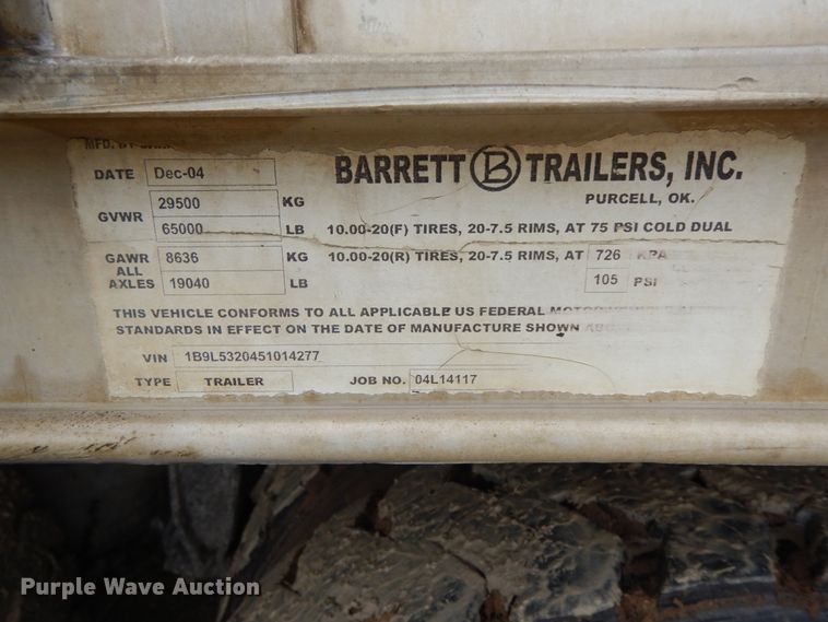 image for item HM9735 2005 Barrett livestock trailer