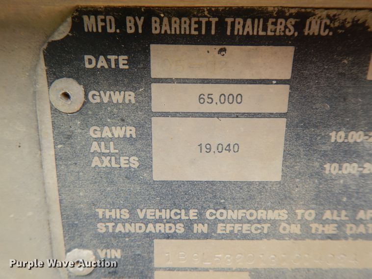 image for item HM9738 2003 Barrett livestock trailer