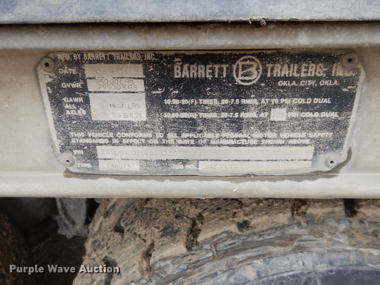 image for item HM9739 2005 Barrett livestock trailer