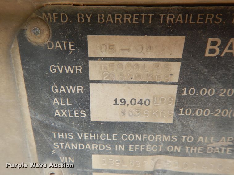 image for item HM9740 2005 Barrett livestock trailer