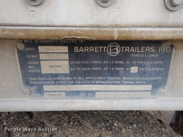 image for item HM9741 2005 Barrett livestock trailer