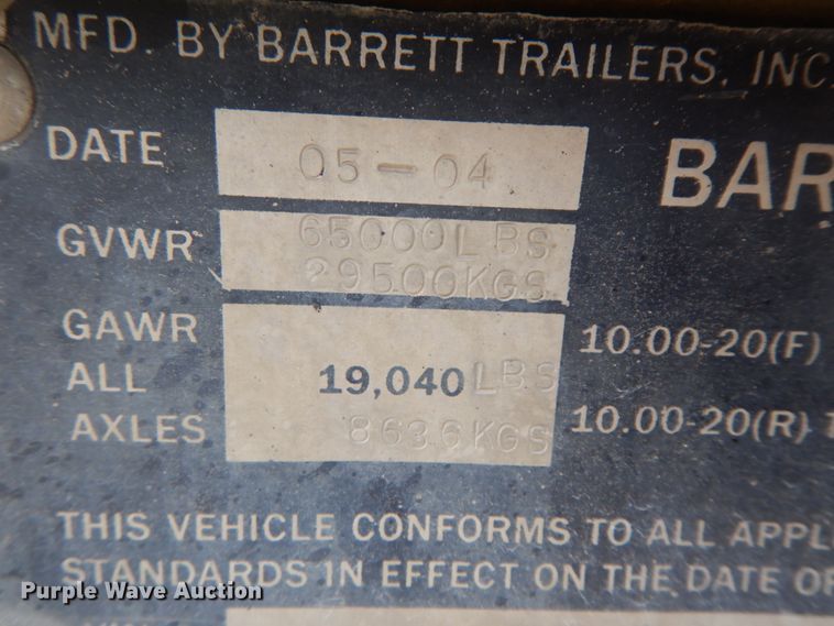 image for item HM9741 2005 Barrett livestock trailer