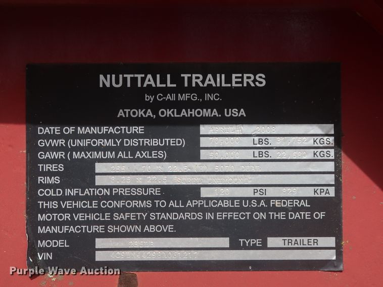 image for item HT9610 2008 Nuttall 235LB drop deck equipment trailer