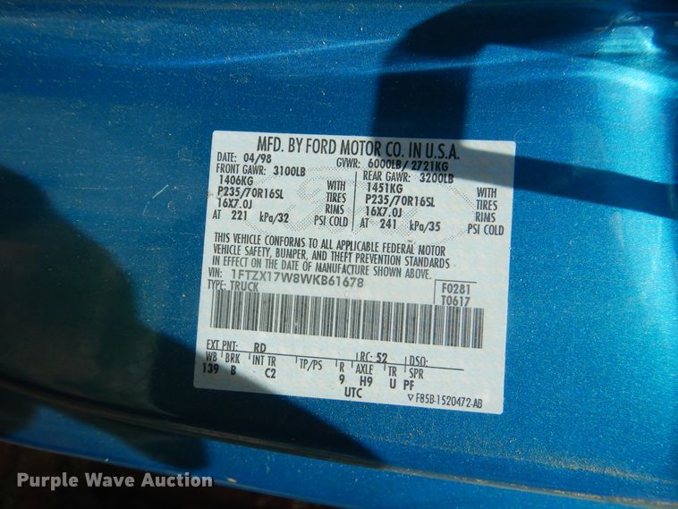 image for item DI0286 1998 Ford F150  SuperCab pickup truck