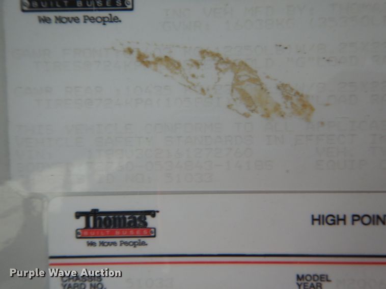 image for item FK9302 2006 Thomas Built Saf-T-Liner MVP EF  school bus