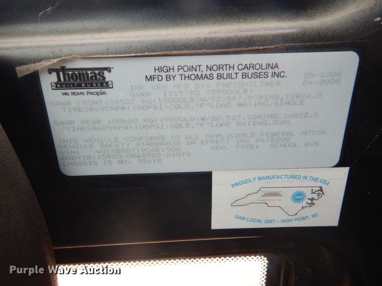 image for item FK9327 2009 Freightliner Thomas Built  school bus