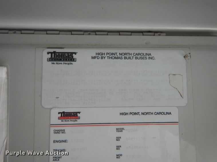 image for item FK9330 2006 Thomas Built Saf-T-Liner MVP EF  school bus