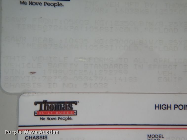 image for item FK9330 2006 Thomas Built Saf-T-Liner MVP EF  school bus