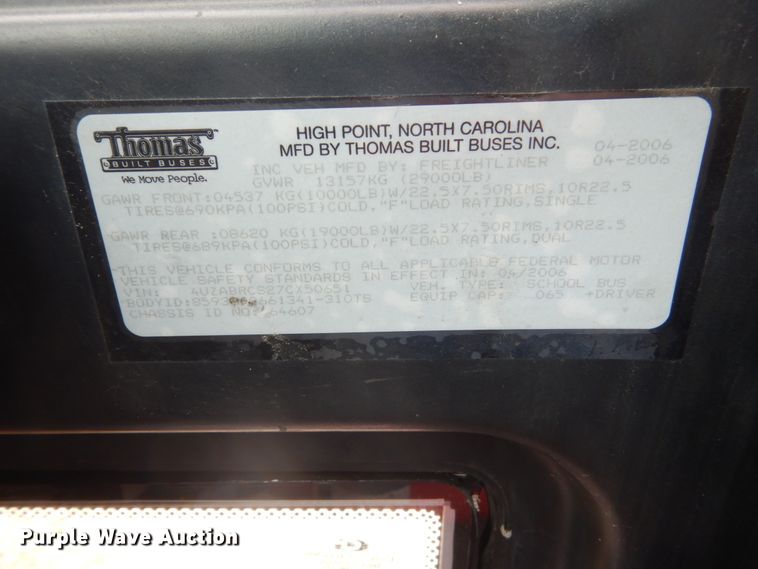 image for item FK9331 2007 Freightliner Thomas Built  school bus