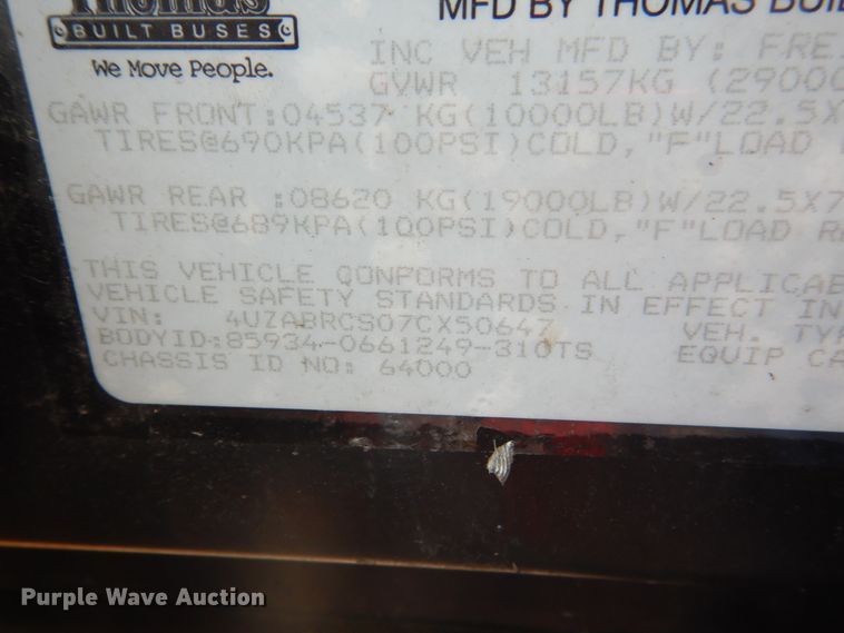 image for item FK9332 2007 Freightliner Thomas Built  school bus