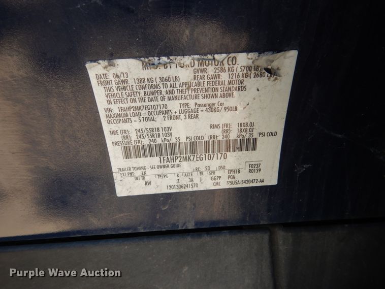 image for item FK9422 2014 Ford Taurus Police Interceptor