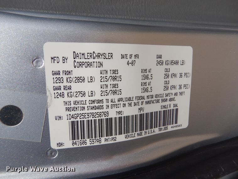 image for item FK9451 2007 Dodge Caravan  van