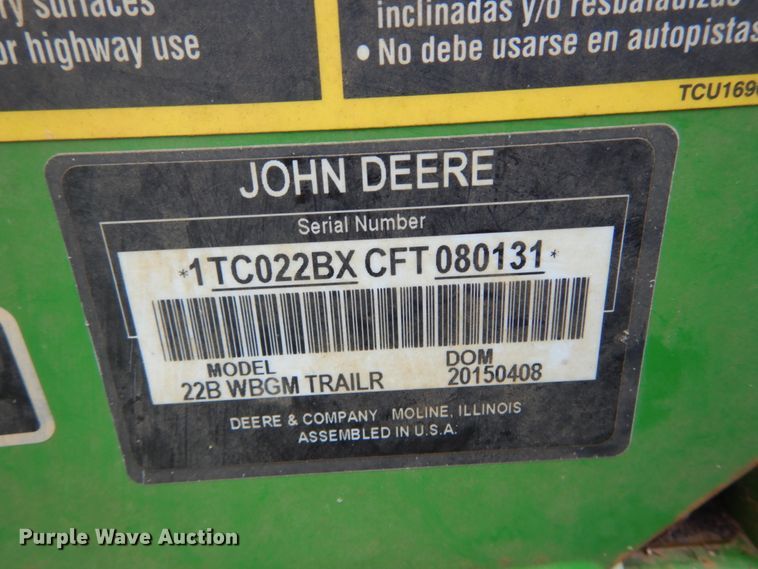 image for item GV9196 John Deere 22B WBGM greensmower trailer